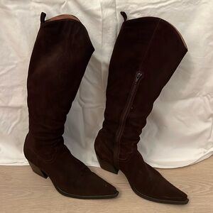 Brown Suede Cowboy Boots